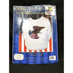 Never Forgotten 9/11 eagle flag CROSS STITCH CRAFT KIT wearable for sweat shirt